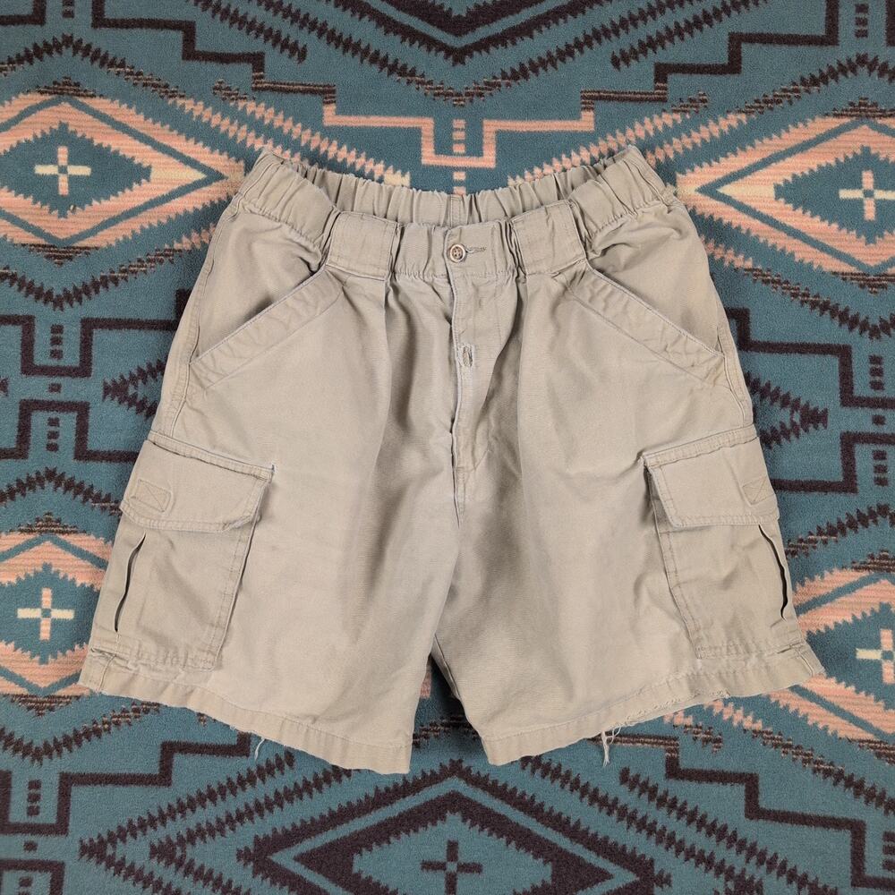 Vintage Ocean Pacific Elastic Waist Drawstring Shorts Mens Medium Beige Waist 26